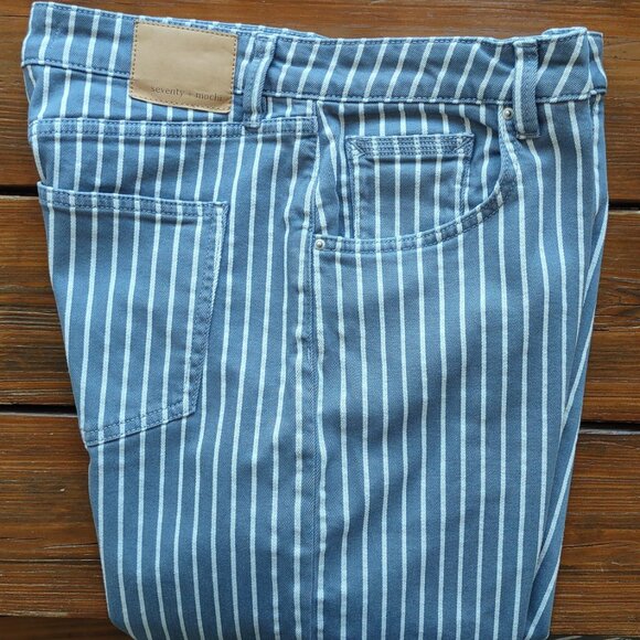 Seventy + Mochi Anthropologie Gracie Stripe High-Waist Wide-Leg Jeans Size 27R - Picture 7 of 13
